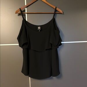 Bobeau Black Ruffled Camisole Sleeveless Top